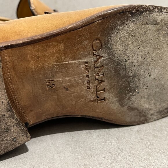 CANALI Light Brown Thick Stitch Penny Loafer Dress Shoes sz 42 US 9 - Picture 8 of 8